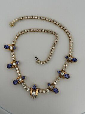 Custom Michael Sherman 18K Gold Natural Tanzanite and Diamond Necklace